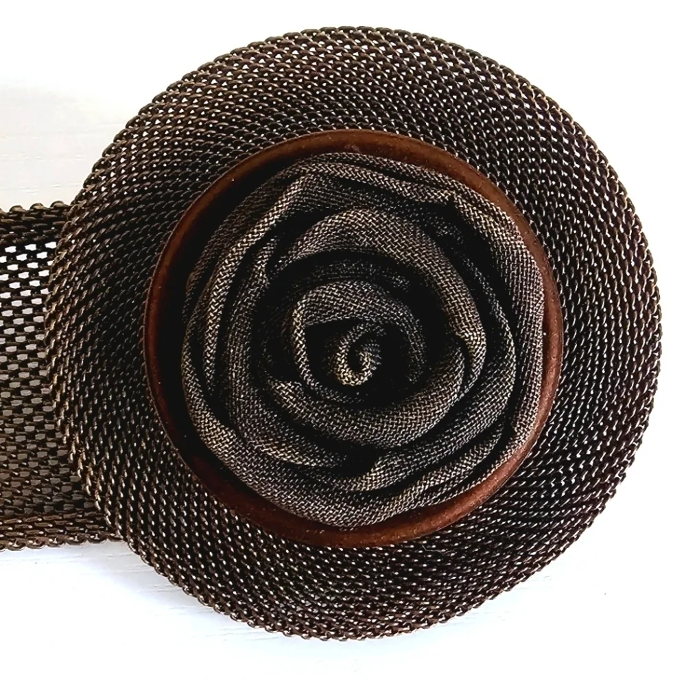 NWT Sara Canvender Meatalworks Handcrafted Bronze Flower Women's Belt Size 34